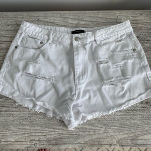 White Forever 21 Distressed Shorts